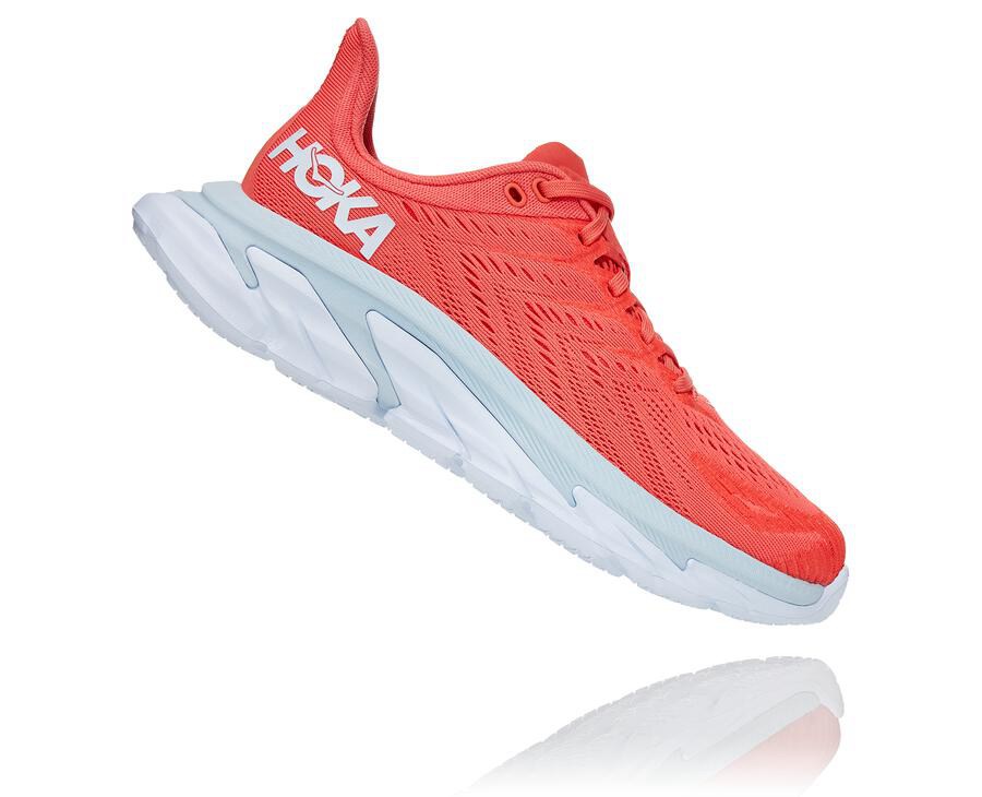 Hoka One One Clifton Edge Löparskor Dam - Röda/Vita - BMFDE-3598